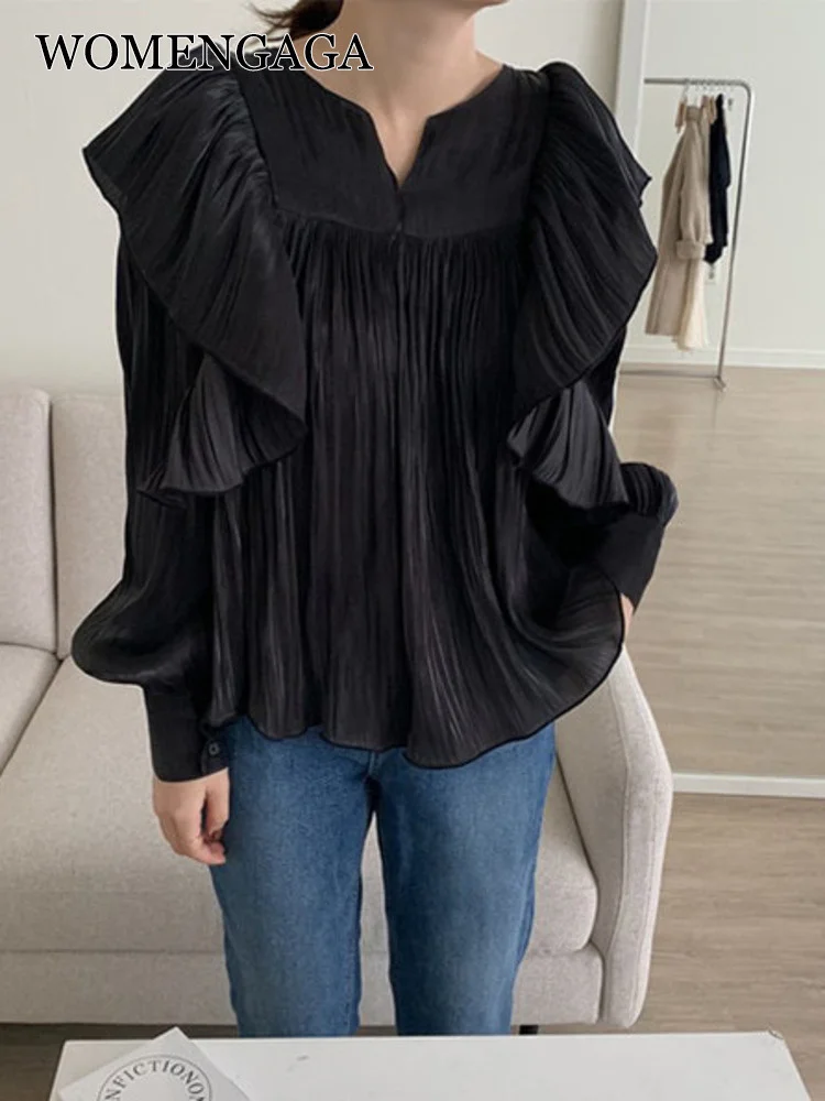 Temperament WOMENGAGA Korean Ruffle Pleated Shirt Women Spring New Super Fairy Puff Sleeve Top Blouse Sweet Women ZSW3
Temperament WOMENGAGA Korean Ruffle Pleated Shirt Women Spring New Super Fairy Puff Sleeve Top Blouse Sweet Women ZSW3