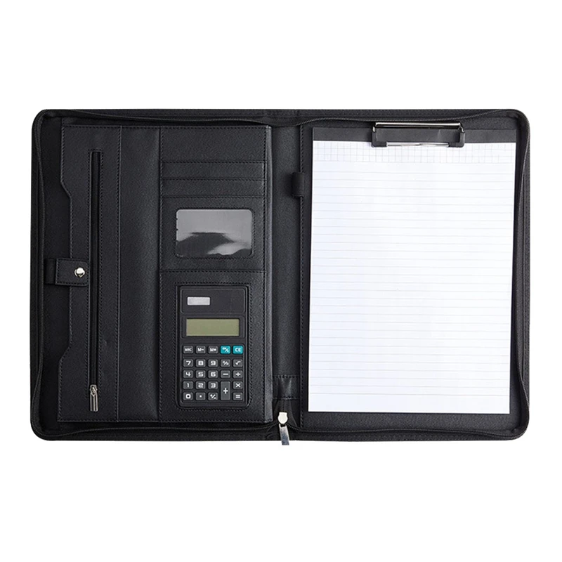 Leather Portfolio Folder With Zipper For Women/Men, Business Padfolio With Handle, Conference Notepad Folder
Leather Portfolio Folder With Zipper For Women/Men, Business Padfolio With Handle, Conference Notepad Folder