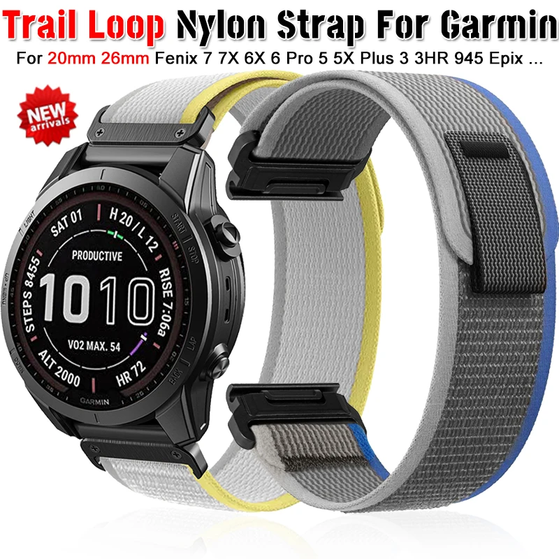 

Ремешок нейлоновый для Garmin Trail Loop Fenix 7 7X 6X 6 Pro 5 5X Plus 3 3HR 945 935 Epix Gen 2 Enduro Quickfit, 26 мм 22 мм