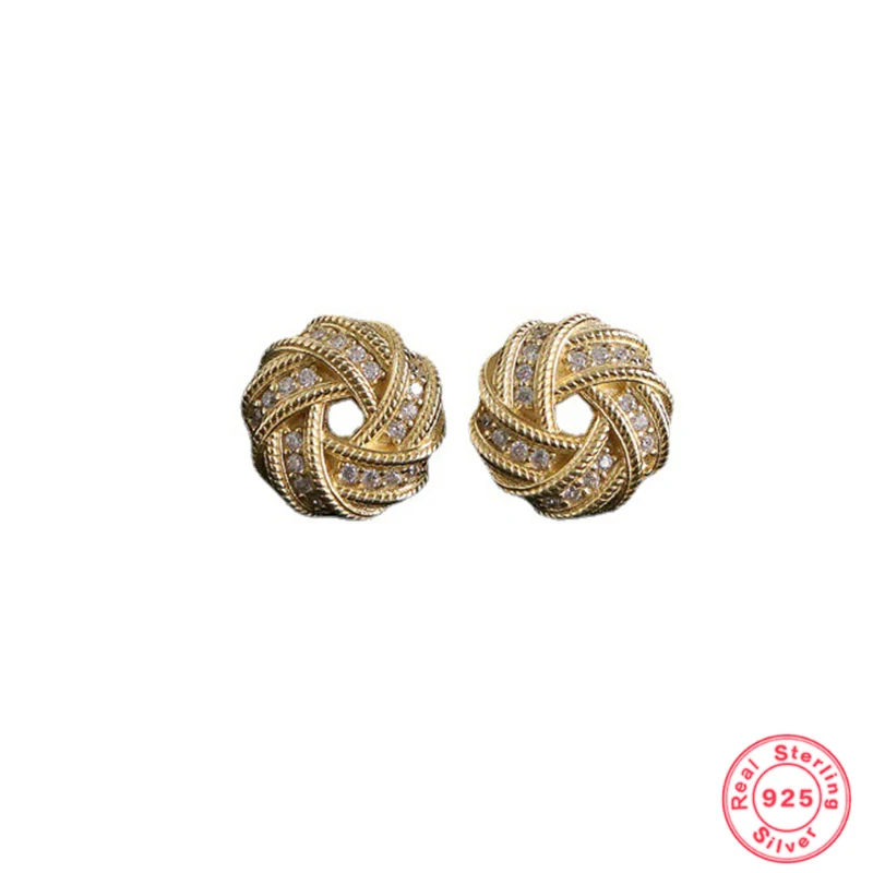 Gold Color Retro Light Luxury 925 Sterling Silver Stud Earrings Female Small Ball Shape Inlaid Zircon Fashion Boutique Jewelry
Gold Color Retro Light Luxury 925 Sterling Silver Stud Earrings Female Small Ball Shape Inlaid Zircon Fashion Boutique Jewelry