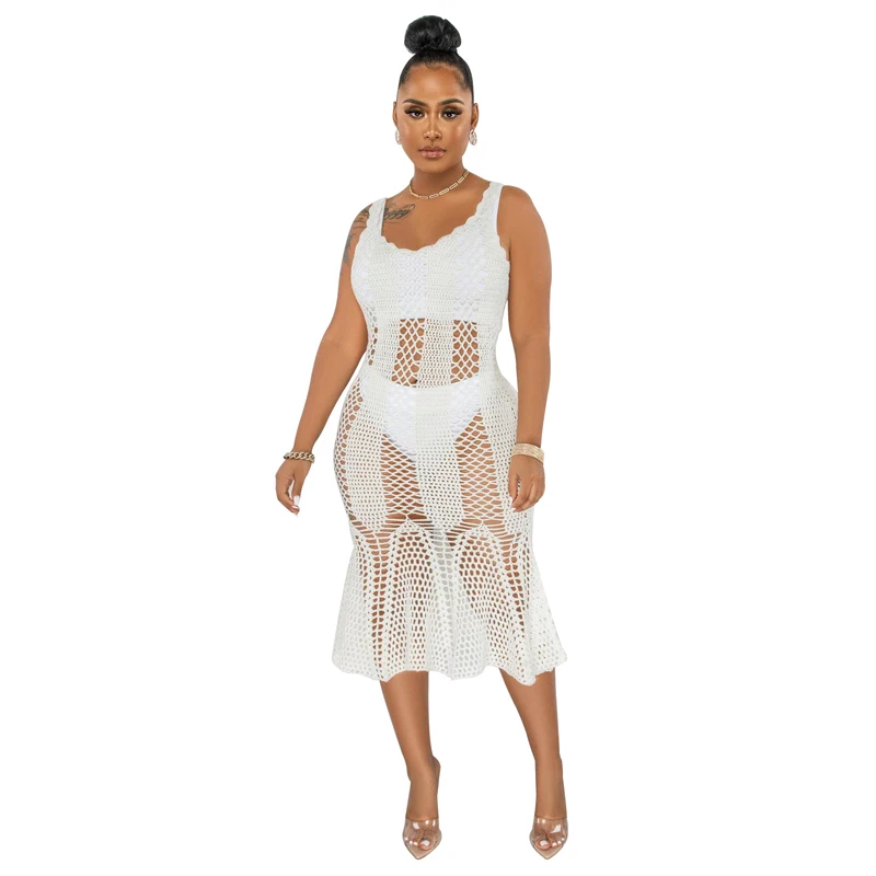 Tank Dress Cover Up Swimwear Women O Neck Sleeveless Ropa Mujer Summer New Knitted Hollow Beach Mermaid Dress Cover Ups Swimsuit
Tank Dress Cover Up Swimwear Women O Neck Sleeveless Ropa Mujer Summer New Knitted Hollow Beach Mermaid Dress Cover Ups Swimsuit