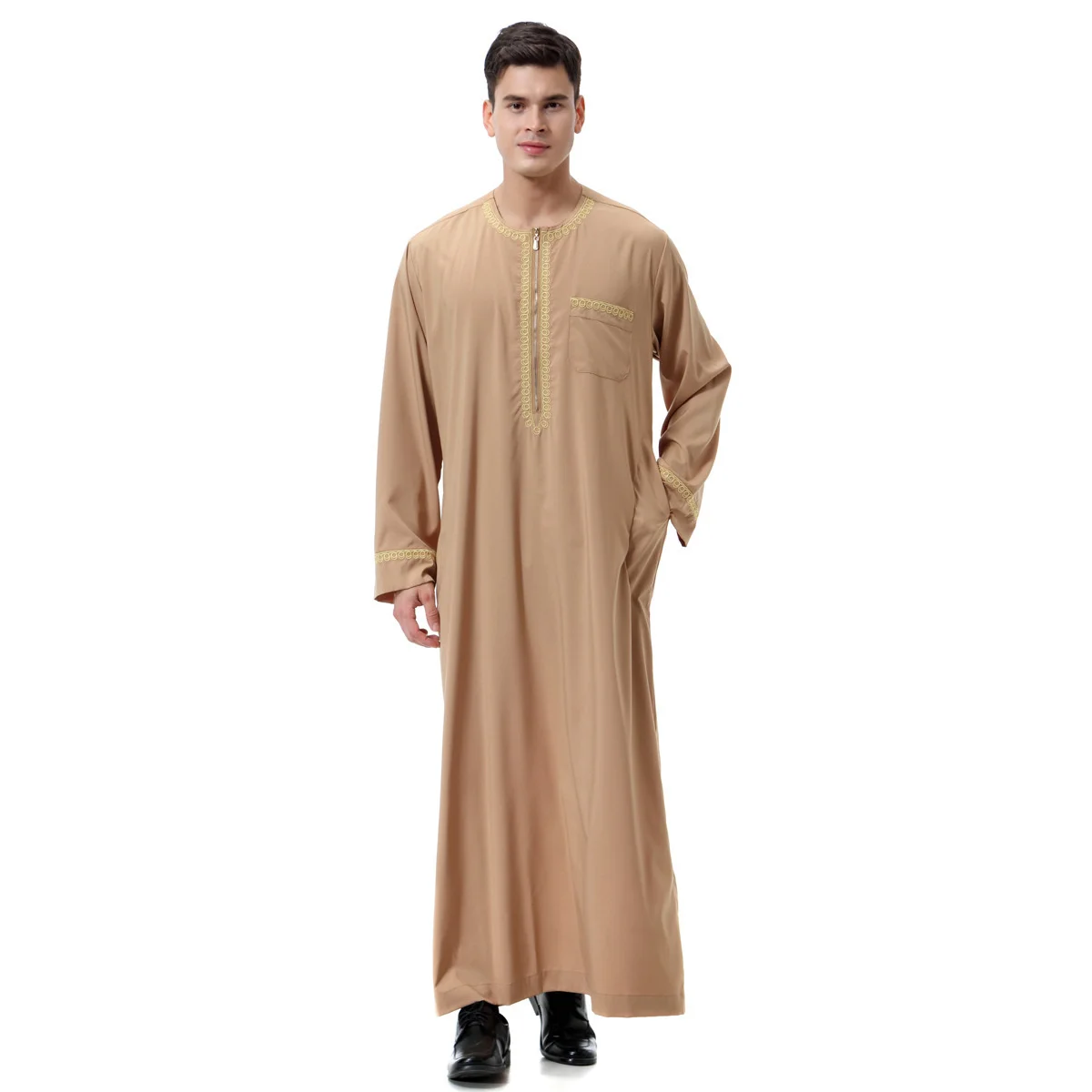 Men's Printed Zip Round Neck Gown Muslim Robe Long Sleeve Solid Color Casual Fashion Pakistan Saudi Arabia Men's Middle East
Men's Printed Zip Round Neck Gown Muslim Robe Long Sleeve Solid Color Casual Fashion Pakistan Saudi Arabia Men's Middle East