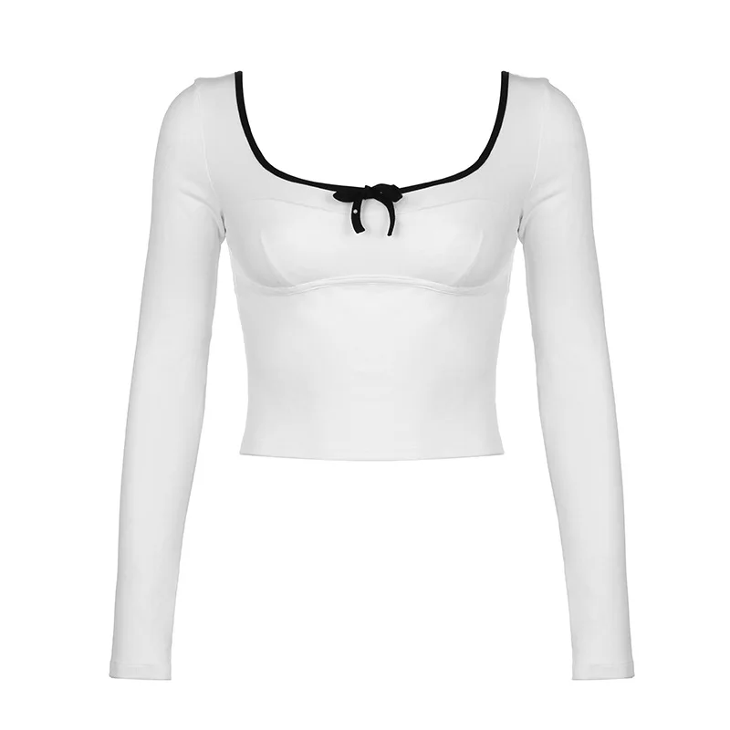 Butterfly Bow Color Block Knit Slimming Crop Top for Women Girl Ballet Style Hollow Out Lace-up Short T-Shirt Y2k Tees Aesthetic
Butterfly Bow Color Block Knit Slimming Crop Top for Women Girl Ballet Style Hollow Out Lace-up Short T-Shirt Y2k Tees Aesthetic
