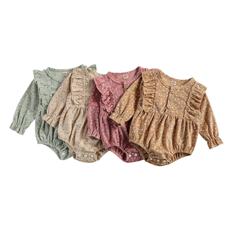 0-18M 4 Colors Newborn Baby Girls Boys Bodysuits Flowers Print Button Ruffles Long Sleeve Jumpsuits
0-18M 4 Colors Newborn Baby Girls Boys Bodysuits Flowers Print Button Ruffles Long Sleeve Jumpsuits