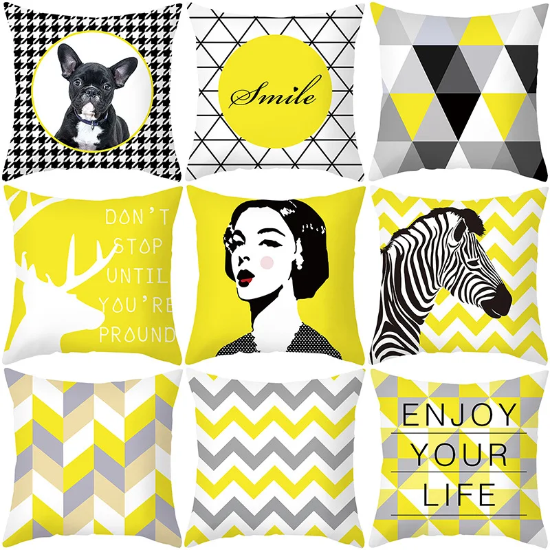 Geometric Striped Decorative Pillowcase 45x45 Cushion Cover Yellow Grey Polyester Car Pillow Cases Gift Sofa Cushions Home Decor
Geometric Striped Decorative Pillowcase 45x45 Cushion Cover Yellow Grey Polyester Car Pillow Cases Gift Sofa Cushions Home Decor