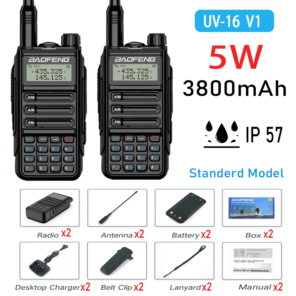 Рация BaoFeng UV-16 PRO 10 Вт высокой мощности UV16Pro с поддержкой зарядного устройства Type-C, дальность действия 50 км, 2 упаковки
Рация BaoFeng UV-16 PRO 10 Вт высокой мощности UV16Pro с поддержкой зарядного устройства Type-C, дальность действия 50 км, 2 упаковки