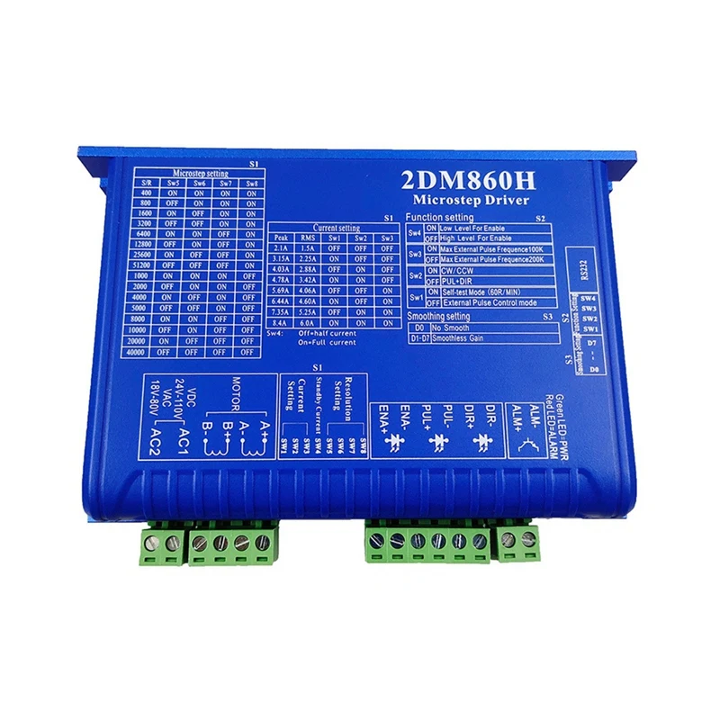 1 PCS 2Phase Digital Stepper Driver 2DM860H 2.1A-8.4A 24-110VDC 18-80VAC Universal For NEMA34 Motor CNC Engraving Machine
1 PCS 2Phase Digital Stepper Driver 2DM860H 2.1A-8.4A 24-110VDC 18-80VAC Universal For NEMA34 Motor CNC Engraving Machine