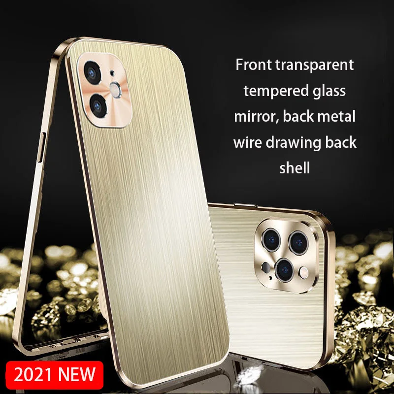 Magnetic Adsorption Metal Case For iPhone 13 12 Pro 12 13 pro max Double-Sided Glass Case For iPhone Magnet wire drawing Cover
Magnetic Adsorption Metal Case For iPhone 13 12 Pro 12 13 pro max Double-Sided Glass Case For iPhone Magnet wire drawing Cover