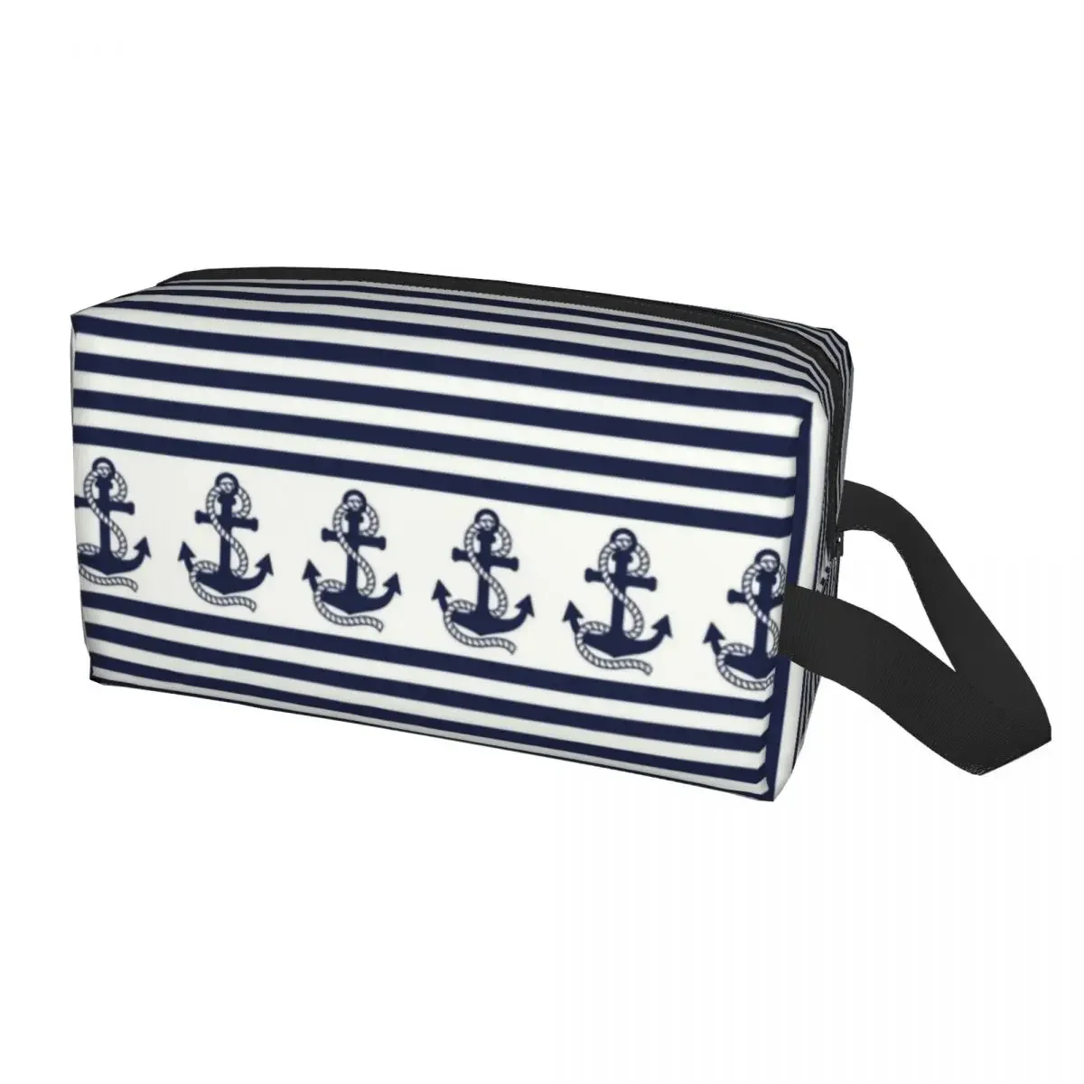 

Nautical With Navy Blue Anchor Travel Cosmetic Bag for Sailing Sailor Toiletry Makeup Organizer Ladies Beauty Storage Dopp Kit