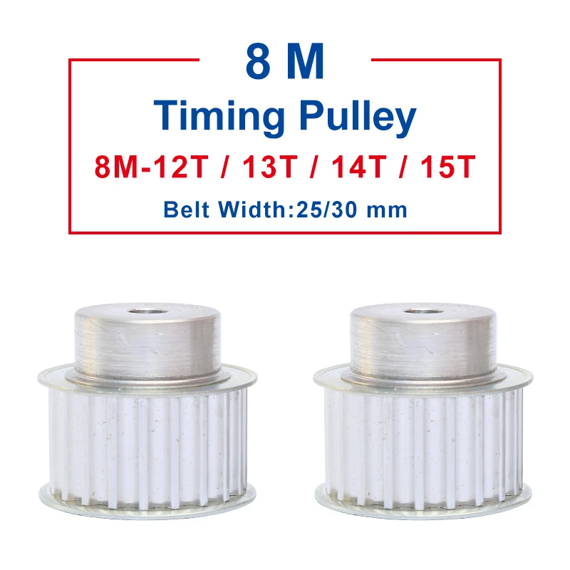 Belt Pulley 8M-12T/13T/14T/15T Slot Width 27/32 mm pulley wheel rough hole 8 mm Aluminum Material For Width 25/30 mm Timing Belt
Belt Pulley 8M-12T/13T/14T/15T Slot Width 27/32 mm pulley wheel rough hole 8 mm Aluminum Material For Width 25/30 mm Timing Belt