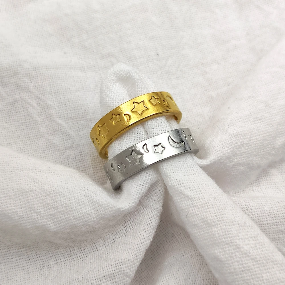 Woman Stainless Steel Rings Fashion Moon Star Pattern Open Adjustable Gold Men Ring Jewelry Wedding Gift Wholesale Anillo Hombre
Woman Stainless Steel Rings Fashion Moon Star Pattern Open Adjustable Gold Men Ring Jewelry Wedding Gift Wholesale Anillo Hombre