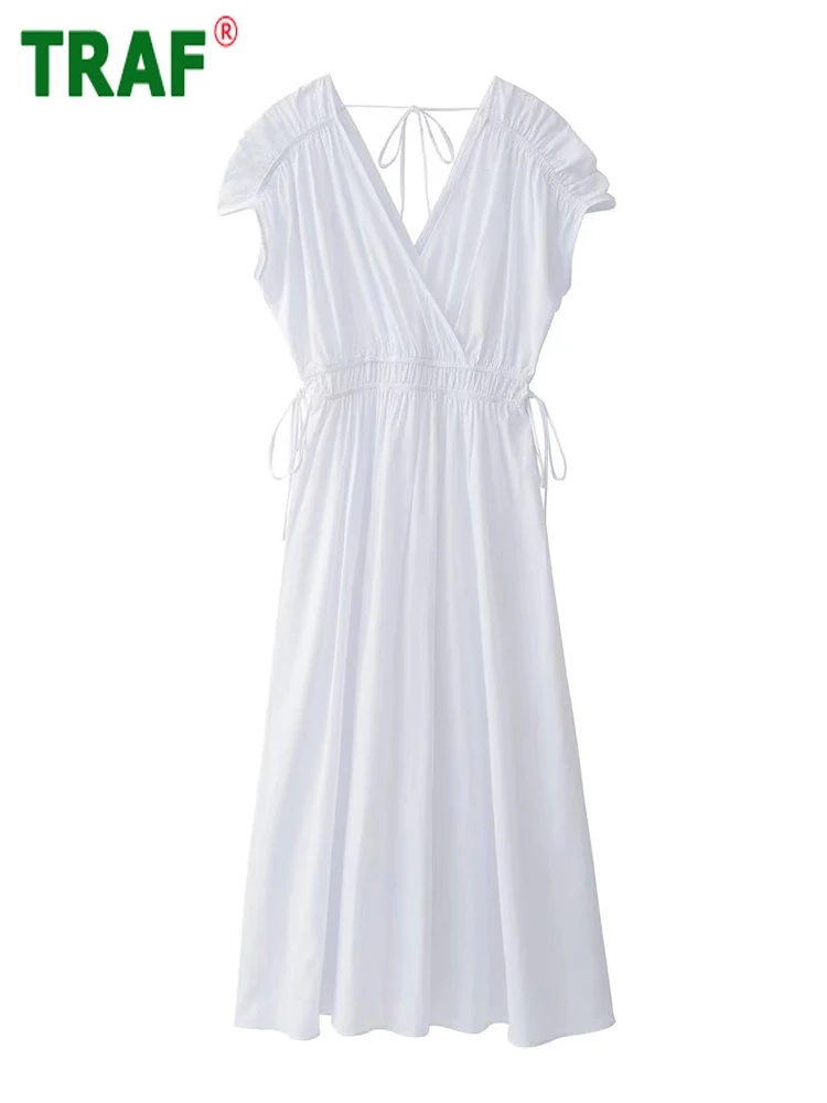 TRAF White Long Dress Women Chic Pleated Midi Dress Woman Summer Casual Dresses for Women 2022 Short Sleeve Ruched Female Dress
TRAF White Long Dress Women Chic Pleated Midi Dress Woman Summer Casual Dresses for Women 2022 Short Sleeve Ruched Female Dress