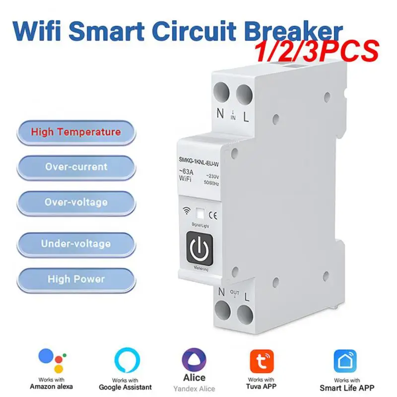 

1/2/3PCS Tuya WiFi ZigBee Smart Circuit Breaker With Metering 1P 63A DIN Rail Smart Life APP Work With Alexa Google Home Yandex