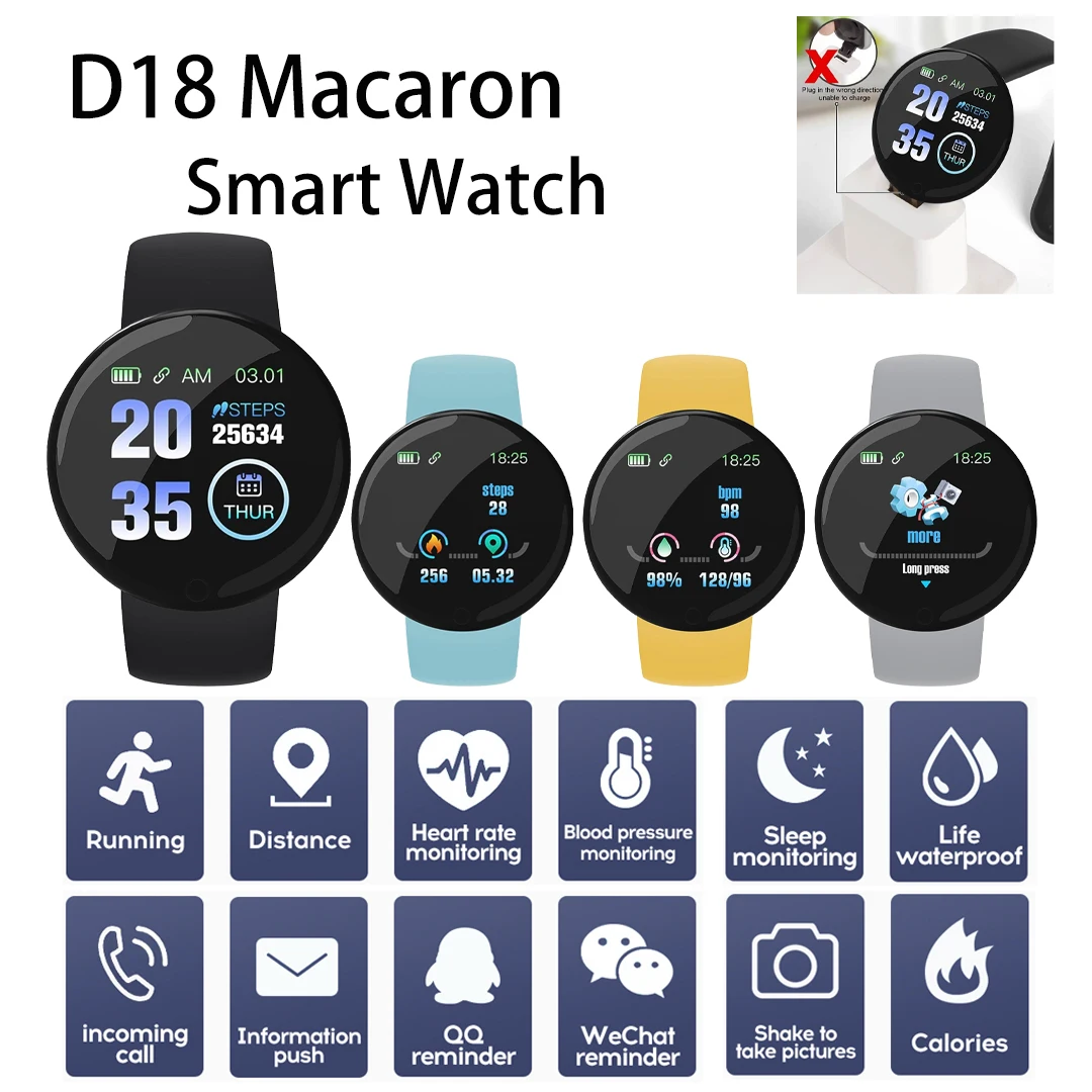 MKL Smart Watch D18 Men Women Watches Fitness Pedometer Bracelet Digital Heart Rate Blood Pressure Monitor Children Smartwatch
MKL Smart Watch D18 Men Women Watches Fitness Pedometer Bracelet Digital Heart Rate Blood Pressure Monitor Children Smartwatch