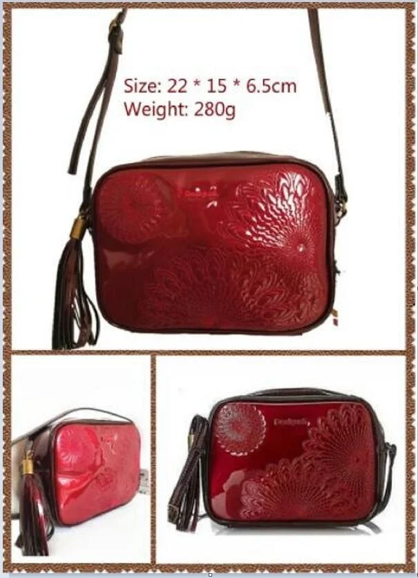 Оптовая продажа, оригинальная испанская женская сумка, клатч с темным цветком, сумка-мессенджер из лакированной кожи с кисточкой, сумка через плечо
Оптовая продажа, оригинальная испанская женская сумка, клатч с темным цветком, сумка-мессенджер из лакированной кожи с кисточкой, сумка через плечо