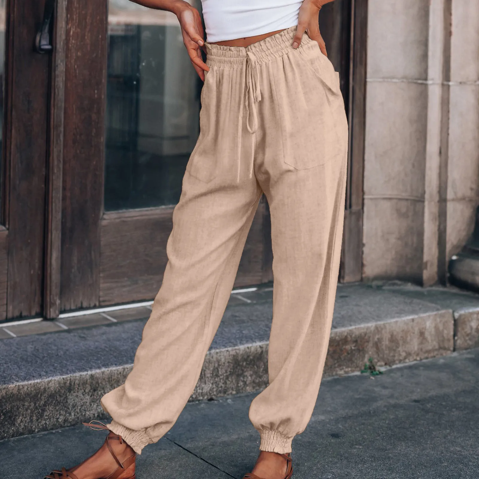 Women Pants Joggers Spring Autumn Trousers Casual Solid Color Stitching Pocket Drawstrings Elastic Waist Pants Pantalones Female
Women Pants Joggers Spring Autumn Trousers Casual Solid Color Stitching Pocket Drawstrings Elastic Waist Pants Pantalones Female