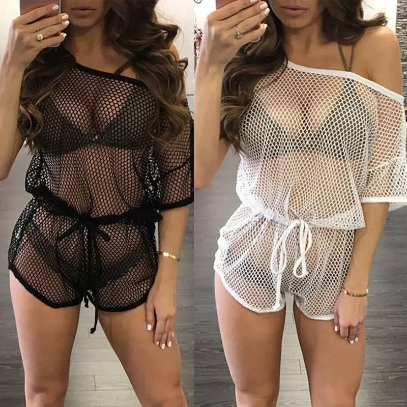 Bikini Cover Up Mesh Hollow Crochet Swimsuit Beach Jumpsuit Women 2021 Summer Ladies Cover-Ups Bathing Suit Beach Wear Tunic
Bikini Cover Up Mesh Hollow Crochet Swimsuit Beach Jumpsuit Women 2021 Summer Ladies Cover-Ups Bathing Suit Beach Wear Tunic