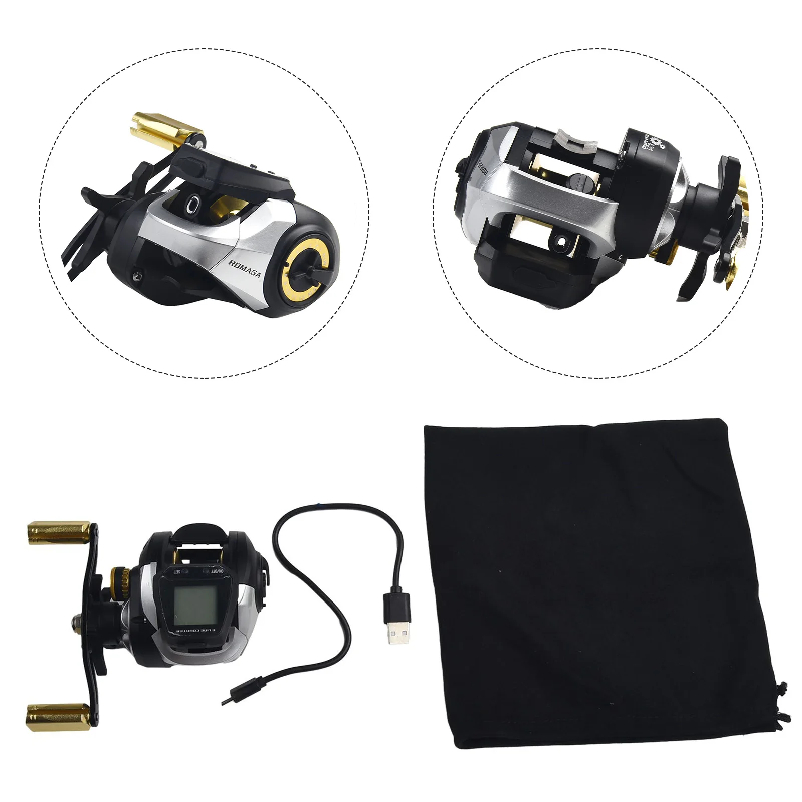 

Nylon+aluminum Alloy Fishing Reel Fishing Reel Large Display Bite Alarm 12-gear Magnetic Brake Built-in Rechargeable Battery