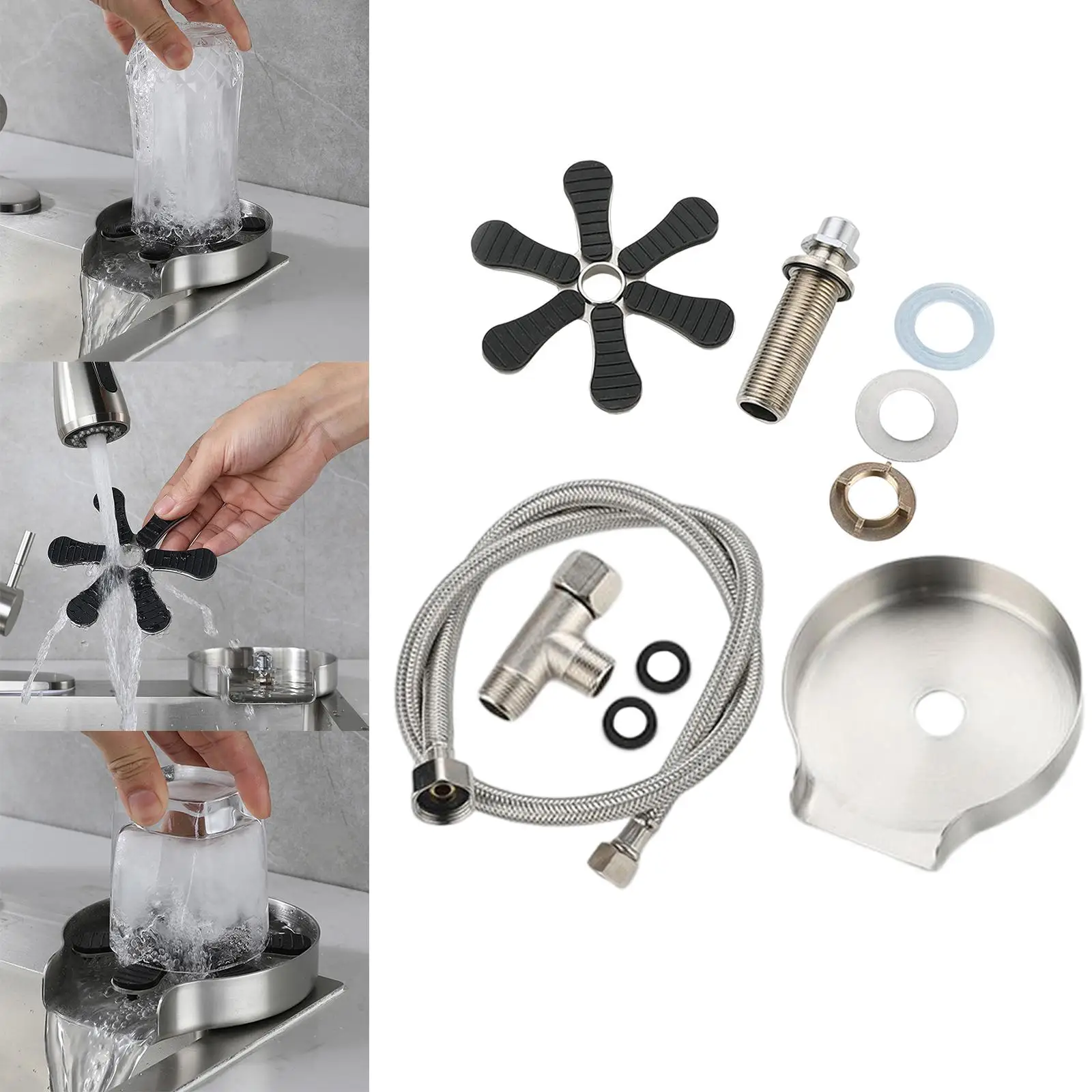 DIY Kitchen Sink Glass Rinser 8cm Shank T Adapter Dia 20mm, with 9 Water Spraying Holes Versatile Usage Washing Silicone Pads
DIY Kitchen Sink Glass Rinser 8cm Shank T Adapter Dia 20mm, with 9 Water Spraying Holes Versatile Usage Washing Silicone Pads