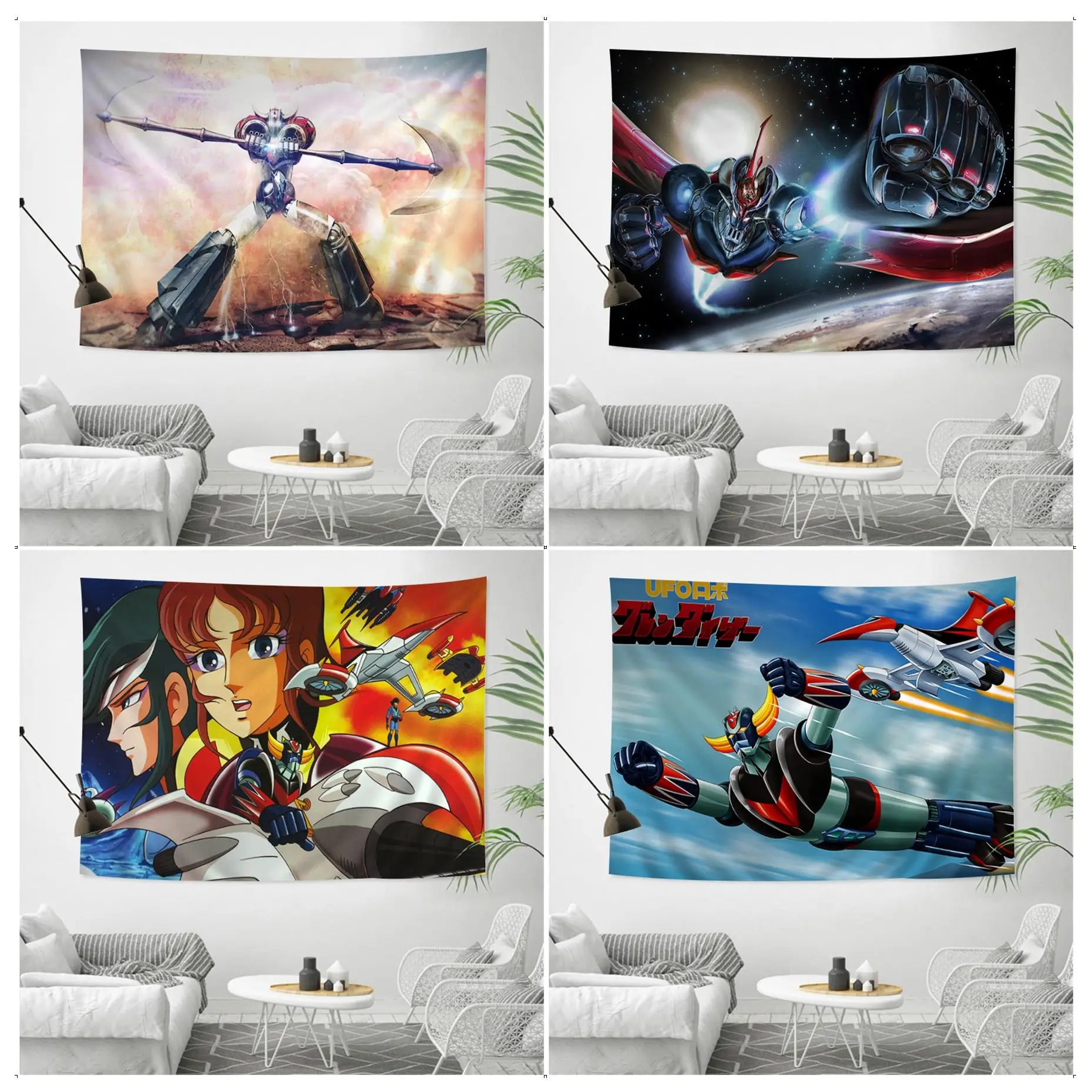 

Goldorak Grendizer Colorful Tapestry Wall Hanging Hanging Tarot Hippie Wall Rugs Dorm Kawaii Room Decor