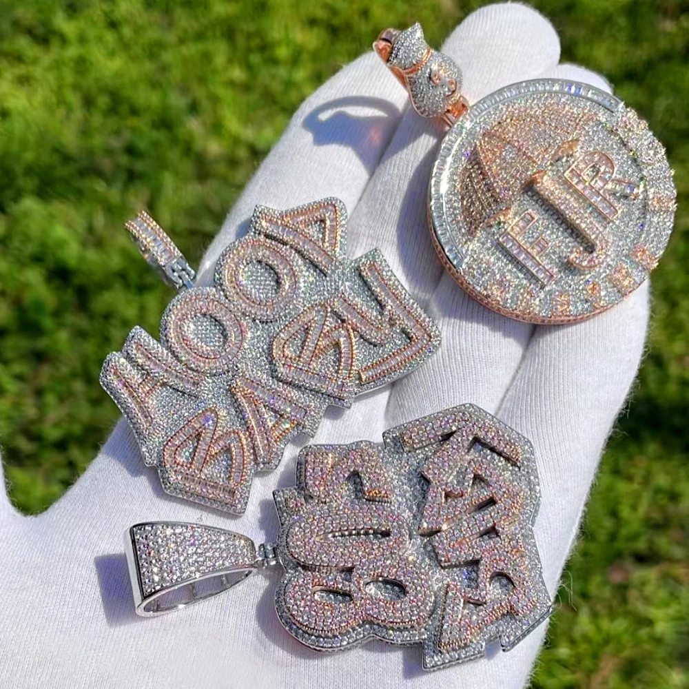 

Iced Out Bling 5A Cubic Zirconia CZ Men Boy Hip Hop Two Tone Jewelry Money Dollar Umbrella Forever Rich Letter Pendant Necklaces