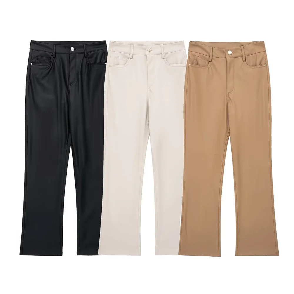 PB&ZA New Faux Leather Women's Flared Pants 2022 Autumn High-waisted Solid Color Streetwear Casual Vintage Trousers Mujer4387241
PB&ZA New Faux Leather Women's Flared Pants 2022 Autumn High-waisted Solid Color Streetwear Casual Vintage Trousers Mujer4387241