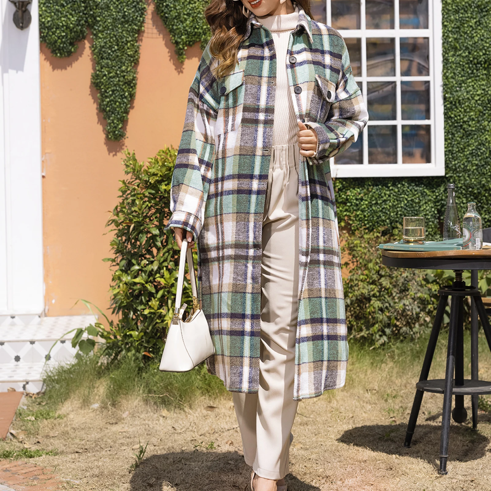 Ladies Casual Classic Coat Long Sleeve Women Oversized Checked Jacket Single Breasted Turn Down Collar Loose Fit Vacation Outfit
Ladies Casual Classic Coat Long Sleeve Women Oversized Checked Jacket Single Breasted Turn Down Collar Loose Fit Vacation Outfit