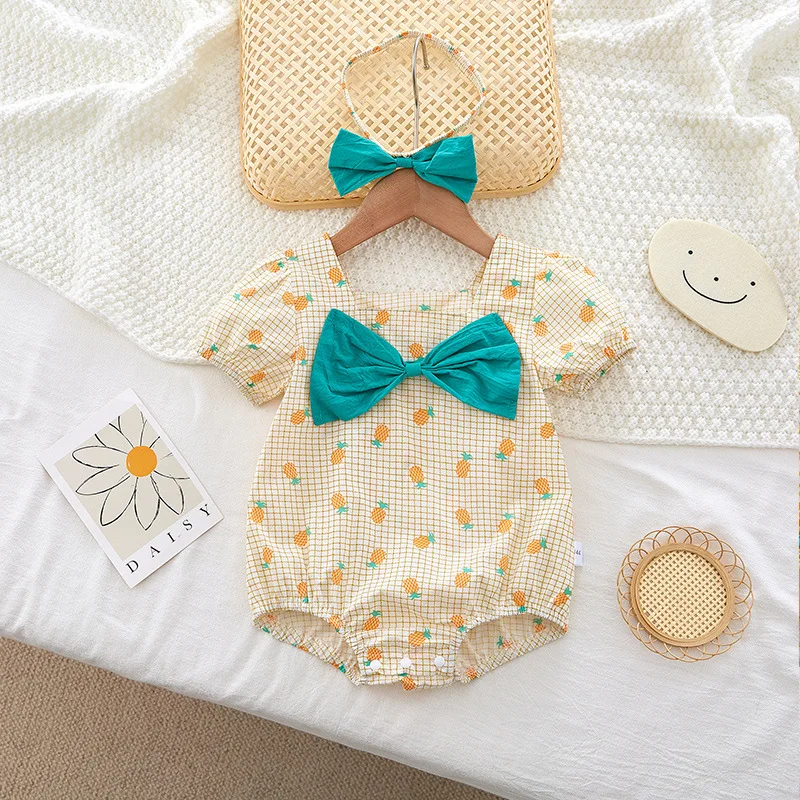 2022 Newborn Baby Summer Newarrival Thin Bodysuit Cute Bow Pineapple Puff Sleeves Jumpsuit Girl Loose Cotton Bodysuit One Piece
2022 Newborn Baby Summer Newarrival Thin Bodysuit Cute Bow Pineapple Puff Sleeves Jumpsuit Girl Loose Cotton Bodysuit One Piece