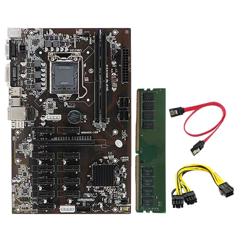 B250 BTC Mining Motherboard 12 PCIE Graphics Slot LGA1151 DDR4 RAM SATA3.0 USB3.0 with 8G DDR4 RAM+6 to 8Pin Power Cable
B250 BTC Mining Motherboard 12 PCIE Graphics Slot LGA1151 DDR4 RAM SATA3.0 USB3.0 with 8G DDR4 RAM+6 to 8Pin Power Cable