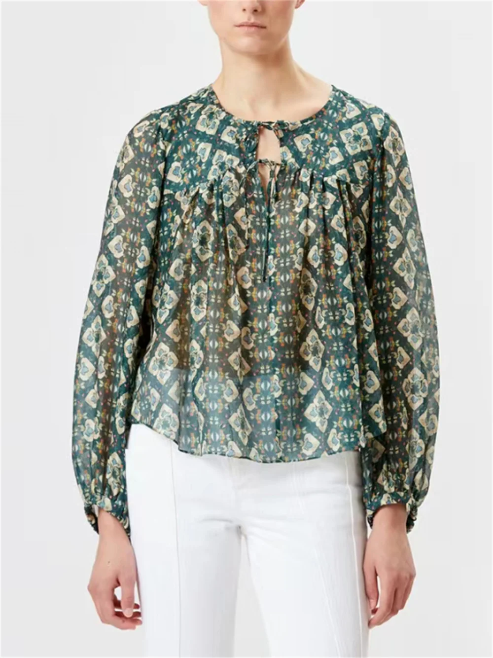 Women's Blouse Geometric Print Lace Up Long Lantern Sleeve Vintage 2023 Spring Summer Shirt
Women's Blouse Geometric Print Lace Up Long Lantern Sleeve Vintage 2023 Spring Summer Shirt