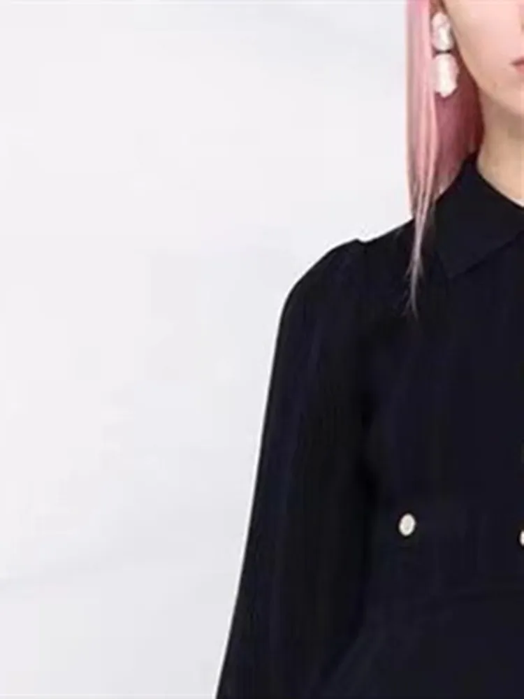 Women Single Breasted Turn-Down Collar Knit Pleated Dress Lantern Sleeve Ladies Elegant Slim Short Robe 2022 Spring Summer
Women Single Breasted Turn-Down Collar Knit Pleated Dress Lantern Sleeve Ladies Elegant Slim Short Robe 2022 Spring Summer