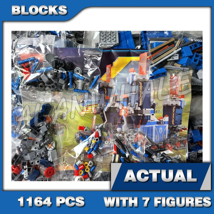 

1164pcs Nexoes Knights 2in1 Battle Rolling Castle The Fortrex Headquarters 10490 Building Blocks Set Compatible with Model