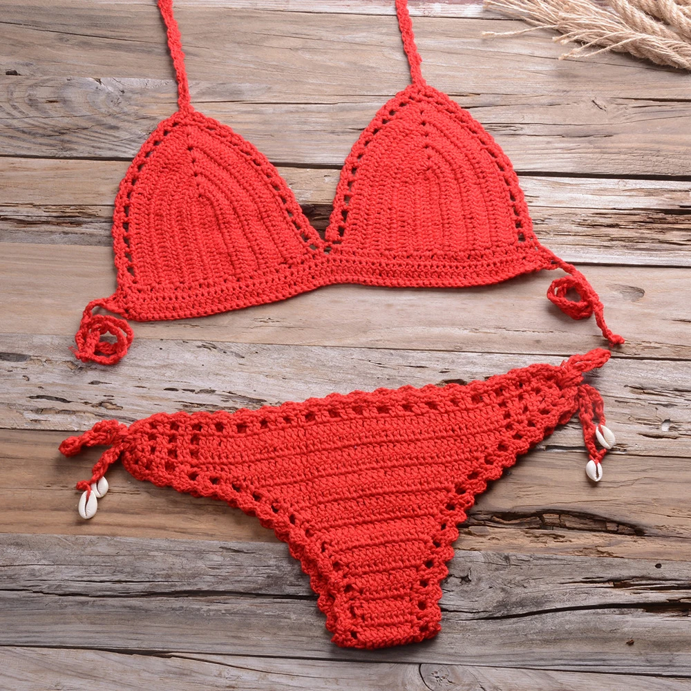 Hand Crochet Women Swimwear Sexy Crop Top Push Up Bikini Set Beach Swimsuit Suit Tassel Swim Shorts Knitted Brazilian Biquinis
Hand Crochet Women Swimwear Sexy Crop Top Push Up Bikini Set Beach Swimsuit Suit Tassel Swim Shorts Knitted Brazilian Biquinis