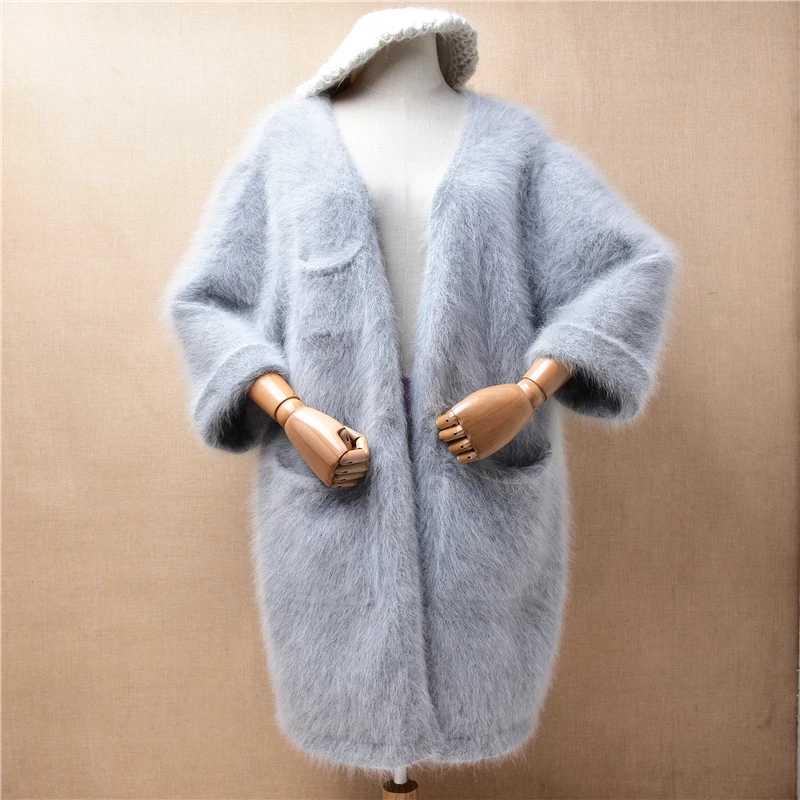 Женская осенне-зимняя одежда, серые пушистые норковые кашемировые вязаные свободные кардиганы с рукавом три четверти, куртка, свитер, пальто, Топ
Женская осенне-зимняя одежда, серые пушистые норковые кашемировые вязаные свободные кардиганы с рукавом три четверти, куртка, свитер, пальто, Топ