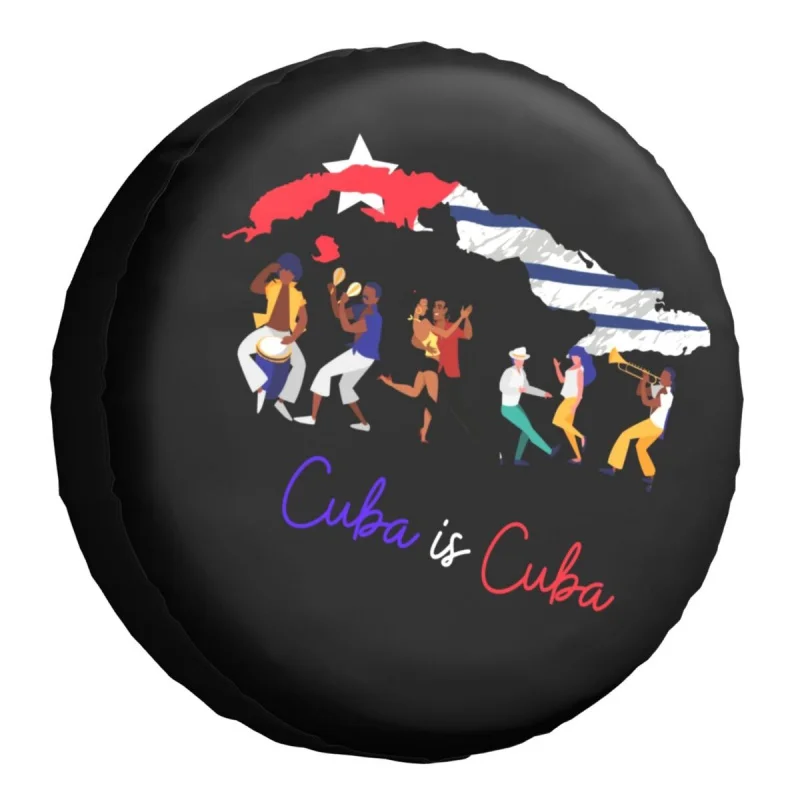 

Cuba Flag Map Spare Wheel Tire Cover Case Bag Pouch for Jeep Hummer Cuban Dance Music Latin Vehicle Accessories 14" 15" 16" 17"