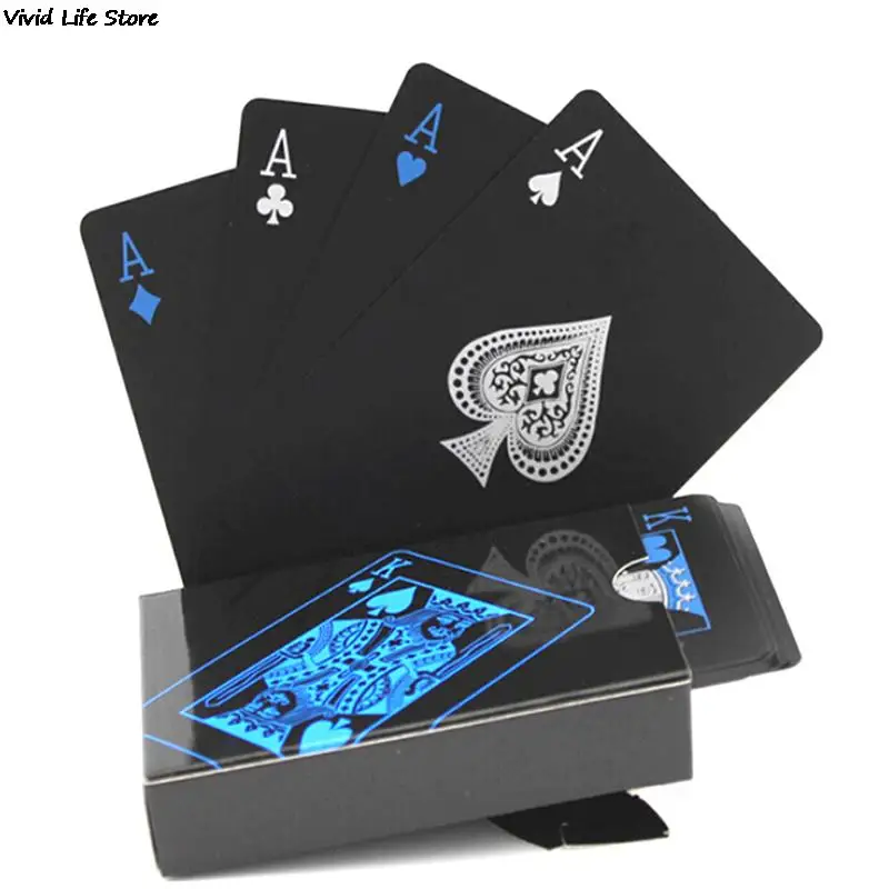 54pcs New Waterproof PVC Pure Black Magic Box-packed Plastic Playing Cards Set Deck Poker Classic Magic Tricks Tool
54pcs New Waterproof PVC Pure Black Magic Box-packed Plastic Playing Cards Set Deck Poker Classic Magic Tricks Tool