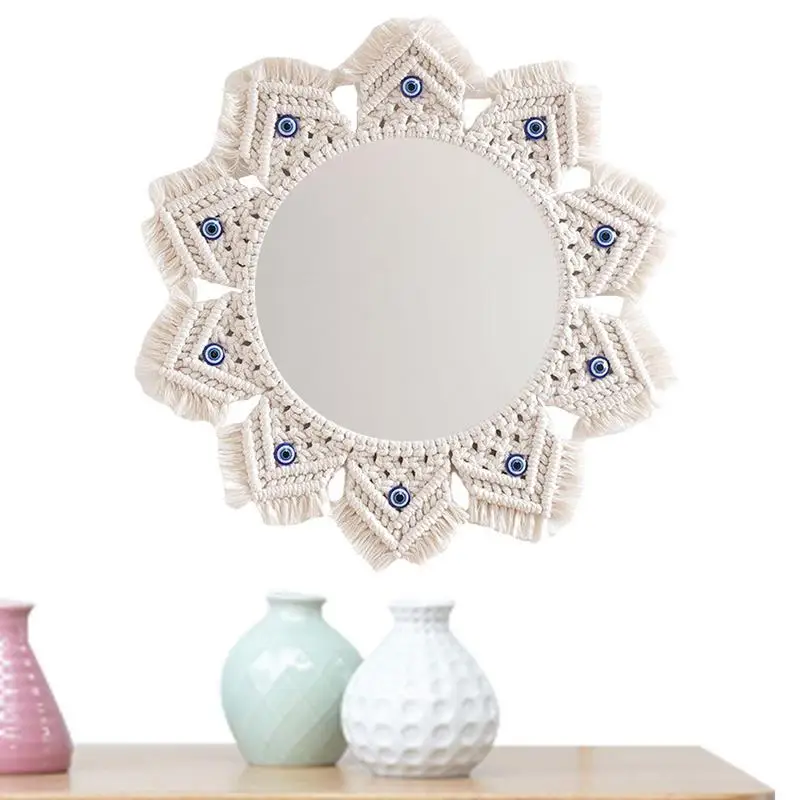 

Bohemian Mirror Wall Mirror With Macrame Fringe Woven Bohemian Mirror Art Decoration For Apartment Living Room Bedroom Nursery