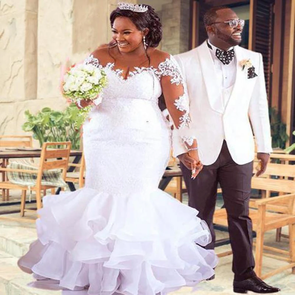 Wedding Dress For Women 2022 Bride Plus Size Mermaid Elegant Bottom Ruffles Country African Wedding Gown White Bridal Dresses
Wedding Dress For Women 2022 Bride Plus Size Mermaid Elegant Bottom Ruffles Country African Wedding Gown White Bridal Dresses