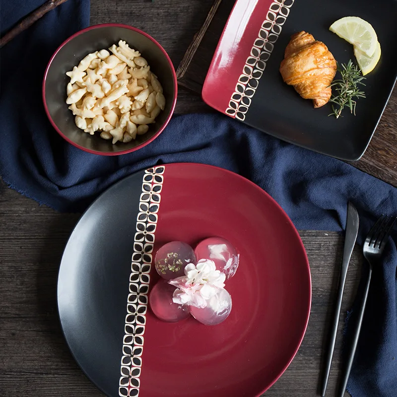 Black Simple Retro Personality Ceramic Plate Big Disc Small Square Plate Tableware Dishes Western Dishes
Black Simple Retro Personality Ceramic Plate Big Disc Small Square Plate Tableware Dishes Western Dishes
