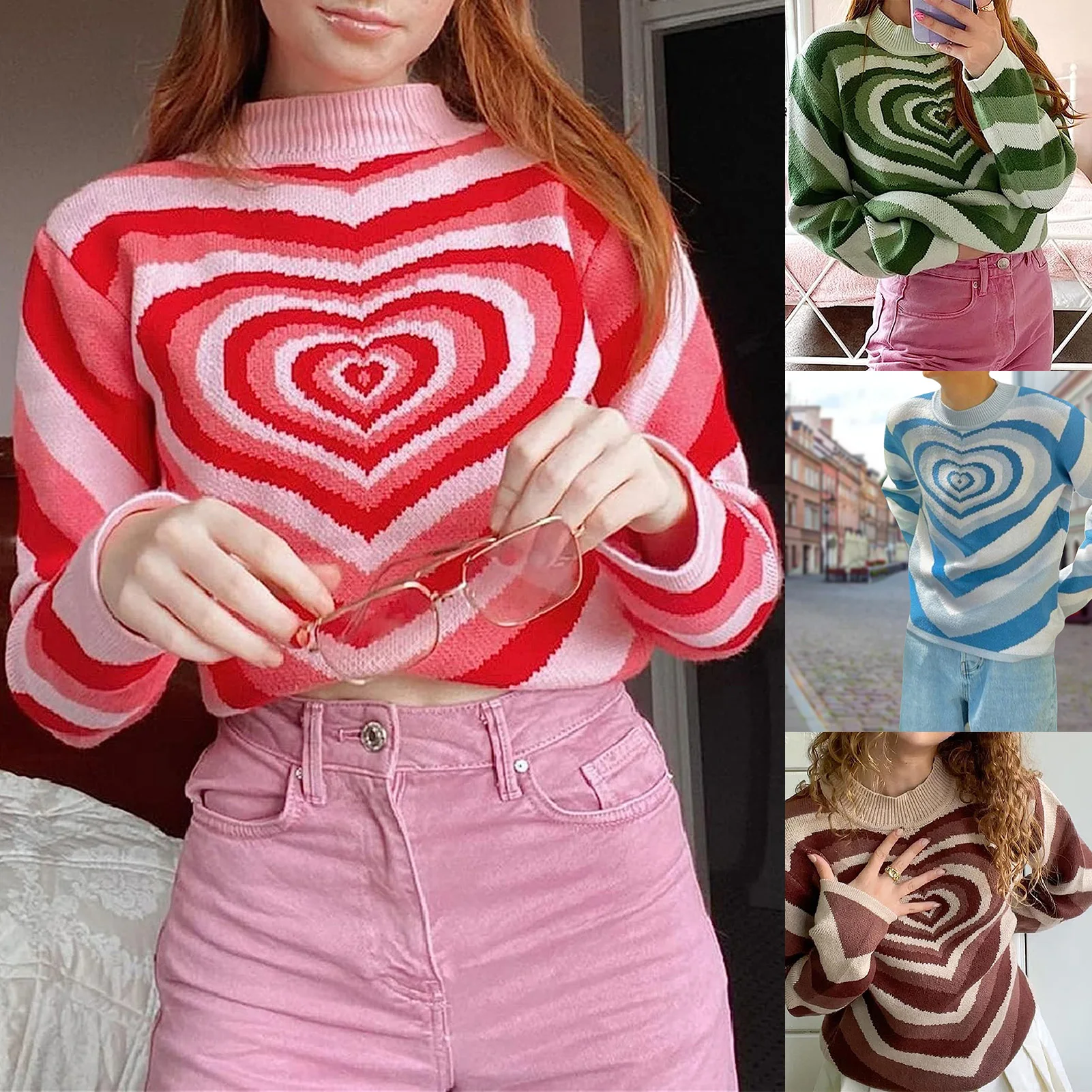Women Love Heart Print Sweater Long Sleeve Crewneck Sweatshirts Vintage Color Block Knitwear Pullovers Y2K Sweater Streetwear
Women Love Heart Print Sweater Long Sleeve Crewneck Sweatshirts Vintage Color Block Knitwear Pullovers Y2K Sweater Streetwear