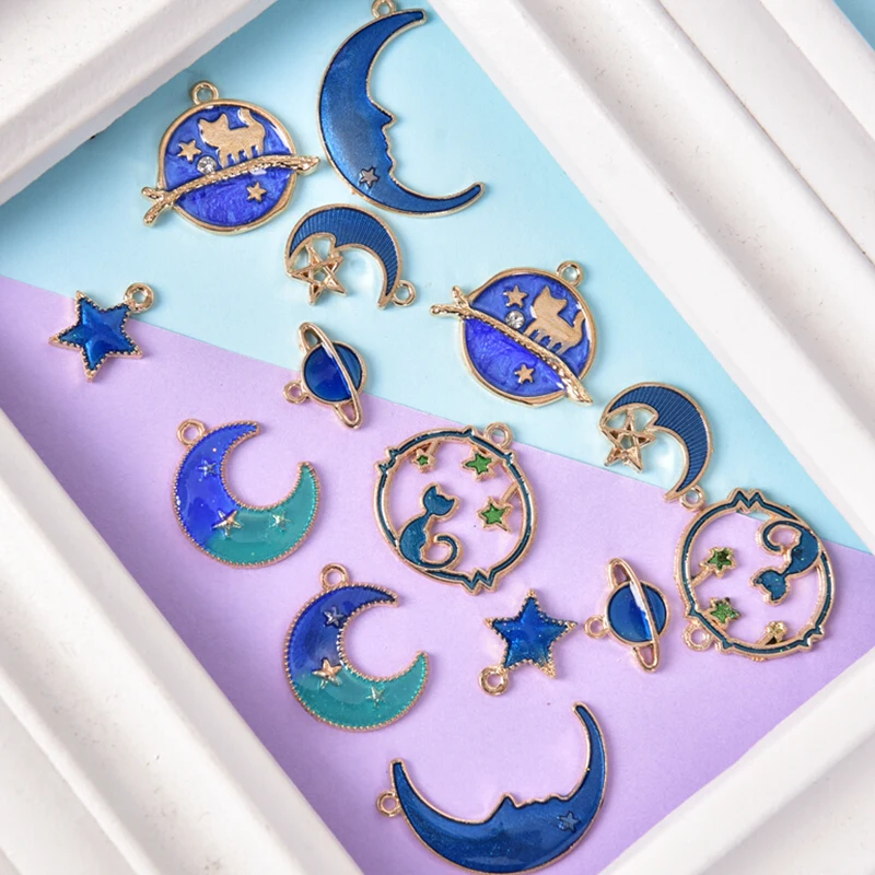 8Pcs Enamel Charms Blue Moon Star Planet Pendant Charms Spacer Beads for Jewlery Making DIY Bracelet Earrings Necklace
8Pcs Enamel Charms Blue Moon Star Planet Pendant Charms Spacer Beads for Jewlery Making DIY Bracelet Earrings Necklace