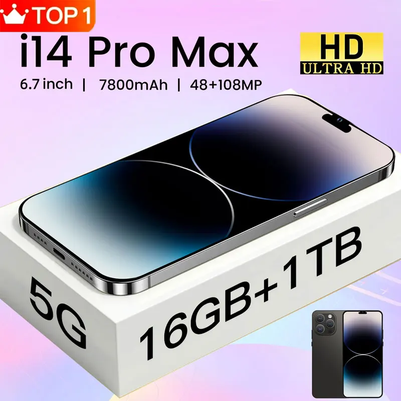 SmartPhone HD 6.7inch i14Pro Max Original Android Cellphones 48MP+108MP 5G Dual Sim Card Celulares 6800mAh Unlocked Mobile Phone
SmartPhone HD 6.7inch i14Pro Max Original Android Cellphones 48MP+108MP 5G Dual Sim Card Celulares 6800mAh Unlocked Mobile Phone