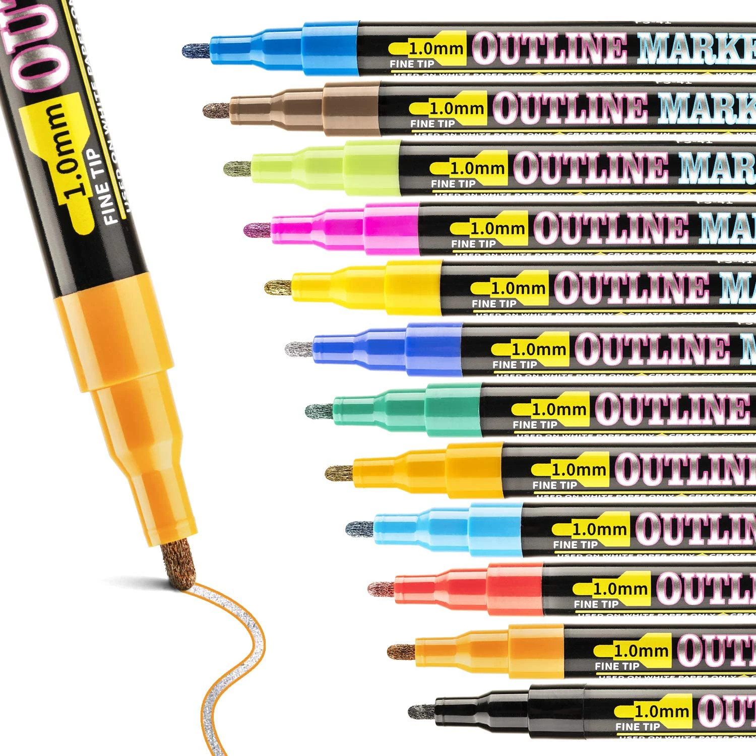 Double Line Outline Pens,Glitter Pens,Doodle Dazzle Marker,12 metallic colors (Silver) For Art,Drawing,DIY Greeting Card,Poster
Double Line Outline Pens,Glitter Pens,Doodle Dazzle Marker,12 metallic colors (Silver) For Art,Drawing,DIY Greeting Card,Poster