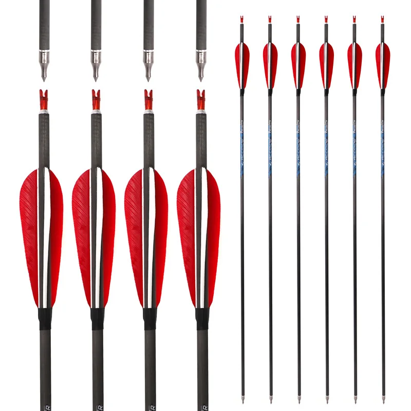 33inch Carbon Arrows with 6.2'' True Feather Spine 350 Replaceable Arrowhead for Outdoor Hunting Shooting Compound Recurve Bow
33inch Carbon Arrows with 6.2'' True Feather Spine 350 Replaceable Arrowhead for Outdoor Hunting Shooting Compound Recurve Bow