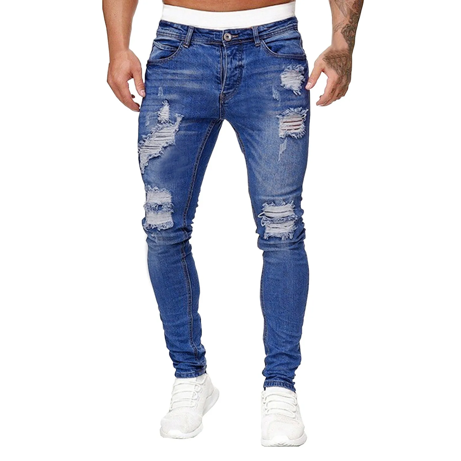 Fashion Street Style Ripped Skinny Jeans Men Vintage Wash Solid Denim Trouser Men's Casual Slim Fit Pencil Denim Pants Hot Sale
Fashion Street Style Ripped Skinny Jeans Men Vintage Wash Solid Denim Trouser Men's Casual Slim Fit Pencil Denim Pants Hot Sale