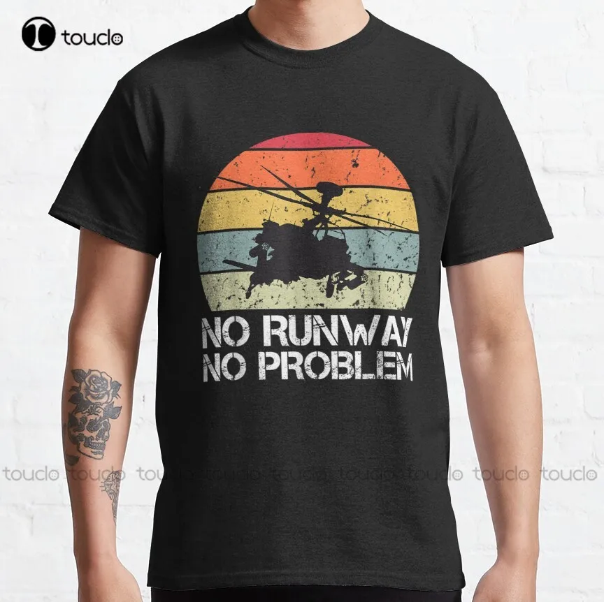 

Funny Pilot Saying No Runway No Problem Classic T-Shirt T-Shirts Oversized Graphic T Shirts 100% Cotton Xs-5Xl Size Retro
