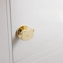 Full Copper Little Bear Door Lock Silent Indoor Room Door Lock Child Door Lock Split Lock Magnetic Simple Brass Door Handle