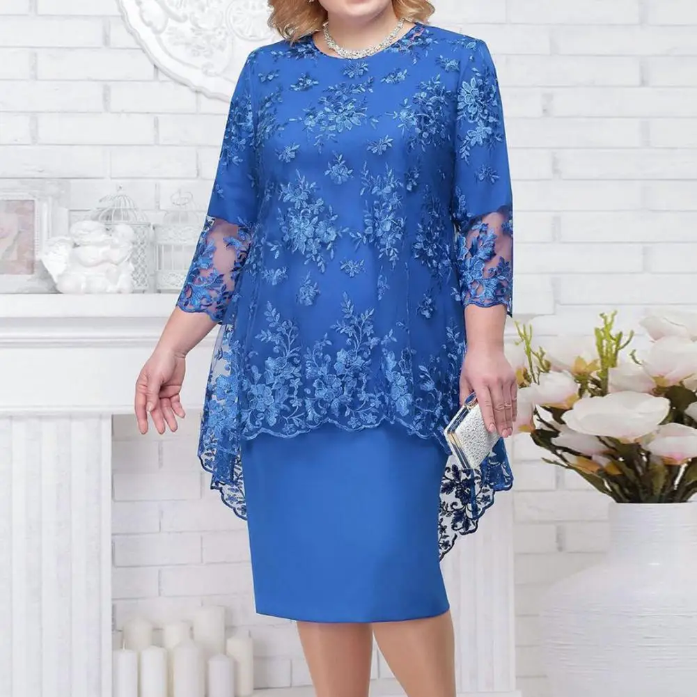 1 Set O-neck High-Waist Plus Size Midi Dress Embroidery Lace Flower Cover Up 3/4 Sleeve Lady Evening Dress Set Female Clothing
1 Set O-neck High-Waist Plus Size Midi Dress Embroidery Lace Flower Cover Up 3/4 Sleeve Lady Evening Dress Set Female Clothing
