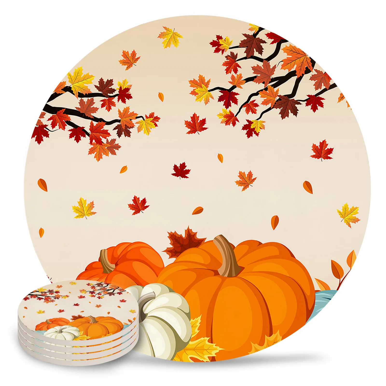Autumn Pumpkin Maple Leaf Coasters Ceramic Set Round Absorbent Drink Coaster Coffee Tea Cup Placemats Table Mat
Autumn Pumpkin Maple Leaf Coasters Ceramic Set Round Absorbent Drink Coaster Coffee Tea Cup Placemats Table Mat