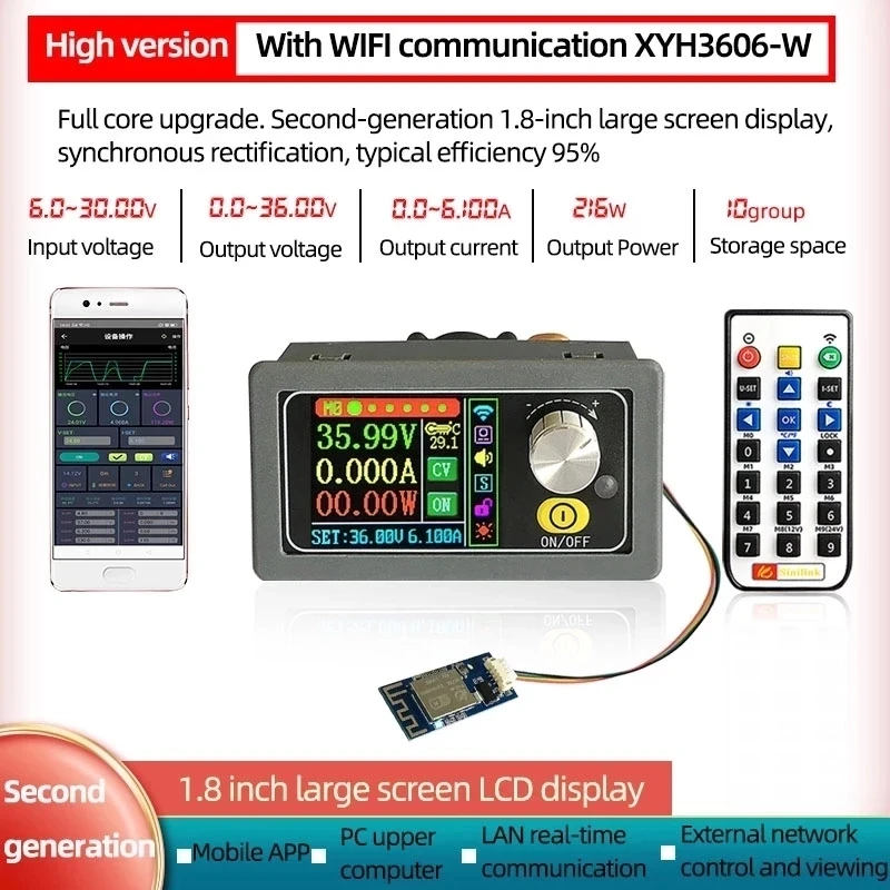 XYH3606 DC DC Boost Buck Converter CC CV 0-36V 6A Power Module Adjustable Regulated laboratory power supply variable WIFF APP
XYH3606 DC DC Boost Buck Converter CC CV 0-36V 6A Power Module Adjustable Regulated laboratory power supply variable WIFF APP